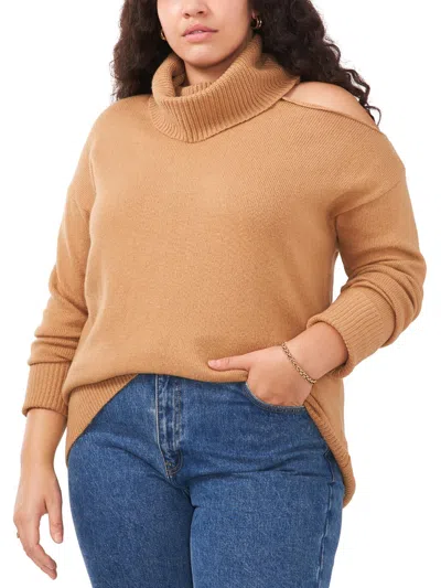 1.state Plus Womens Cut-out Knit Turtleneck Sweater In Multi