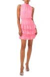 1.state Women's Smocked Sleeveless Mock Neck Tiered Mini Dress In Island Bloom