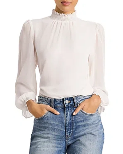 1.state Smocked Neck Blouse In Soft Ecru