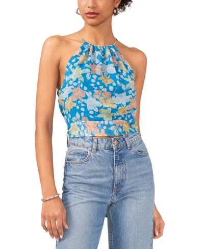 1.state Women's Printed Halter Top In Naples Blue