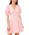 1.state Women's V-neck Tiered Bubble Puff Sleeve Mini Dress In Rose Linen