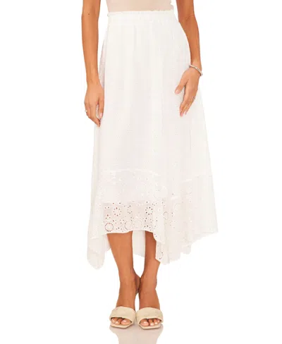 1.state Women's Smocked Waistband Lace Midi Skirt In New Ivory