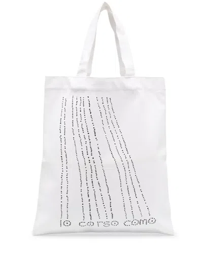 10 Corso Como Dots Canvas Tote Bag In White