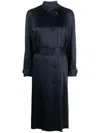 10 Corso Como Double-breasted Belted Satin Coat In Blue