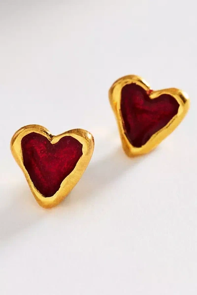 10 Decoart Red Energy Heart Post Earrings In Gray