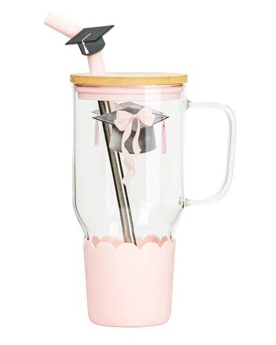 10 Strawberry Street Adria 33oz Graduation Glass Tumbler With Straw In Multi