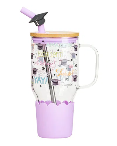 10 Strawberry Street Adria 33oz Graduation Glass Tumbler With Straw In Multi