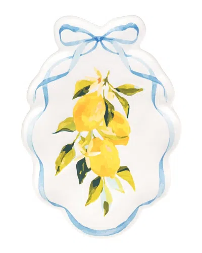 10 Strawberry Street Amalfi Lemon Ribbon Oval Platter In White