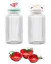 10 Strawberry Street Daisy & Watering Can Glass Canisters With Strawber