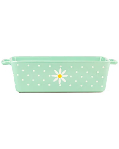 10 Strawberry Street Daisy Polka Dot Loaf Pan In Green