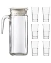 10 Strawberry Street Iced Tea Serving Set: Square Pitcher With 6 Stacking Glasses