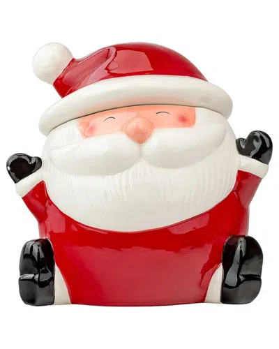 10 Strawberry Street Joyful Santa Canister In Red