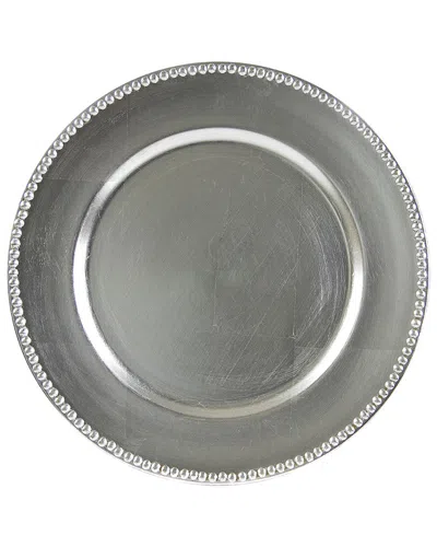10 Strawberry Street Laquer Round Beaded Set Of Six 13in Charger Plates In Gray