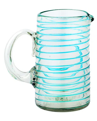 10 Strawberry Street Meridia Mexican Glassware Pitcher In Blue