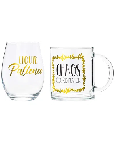 10 Strawberry Street Mother's Day Coffee Mug & Stemless Wine Glass Gift Set In Transparent