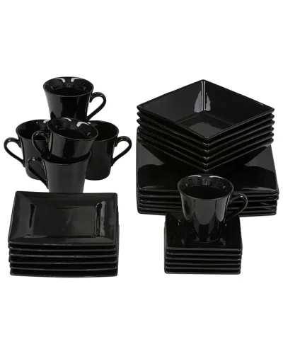 10 Strawberry Street Nova 30pc Square Dinnerware Set In Black