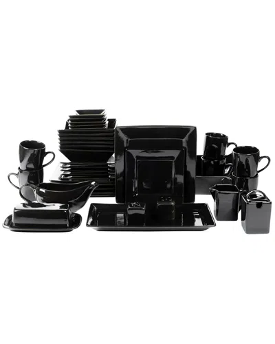 10 Strawberry Street Nova Square 40pc Dinnerware Set In Black