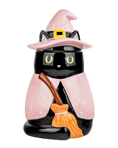 10 Strawberry Street Pink Witch Cat Cookie Jar