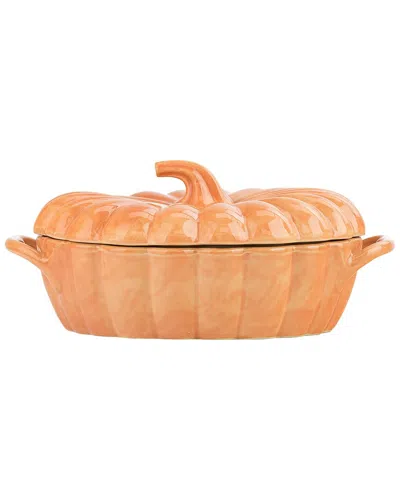 10 Strawberry Street Pumpkin Patch 10in Round Covered Casserole In Orange