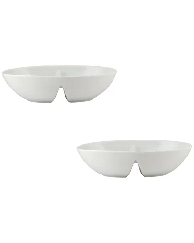 10 Strawberry Street Set Of 2 Bliss Divided 2-section Serving Bowls In White