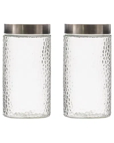 10 Strawberry Street Set Of 2 Bowery Glass Canisters In Transparent