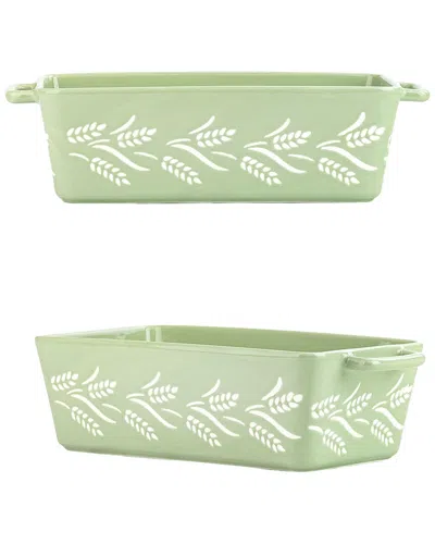 10 Strawberry Street Set Of 2 Harvest Wheat Baking Dish Loaf Pan In Green