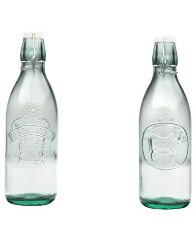 10 Strawberry Street Set Of 2 Hermetic Glass Milk Bottles
