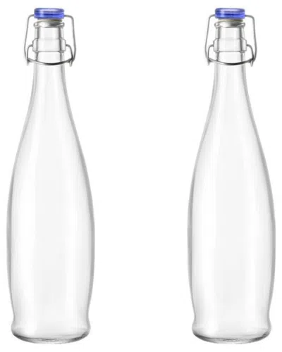 10 Strawberry Street Set Of 2 Indro Large Swing Top Bottles With Blue Lid