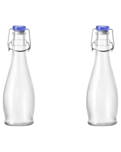 10 Strawberry Street Set Of 2 Indro Medium Swing Top Bottles With Blue Lid