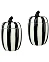 10 Strawberry Street Set Of 2 Large Pumpkin Patch Gourd Canisters In Black