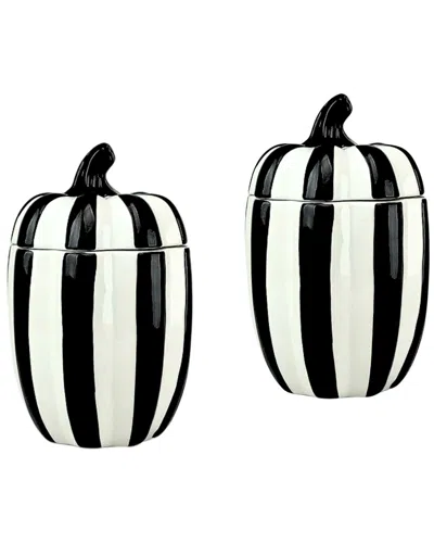 10 Strawberry Street Set Of 2 Large Pumpkin Patch Gourd Canisters In Black