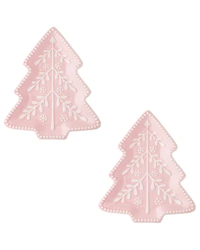 10 Strawberry Street Set Of 2 Pink Christmas Tree Platter