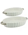 10 Strawberry Street Set Of 2 Pumpkin Patch Stoneware Bakers In White