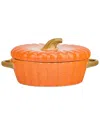 10 Strawberry Street Set Of 2 Round Pumpkin Patch Covered Casseroles In Orange