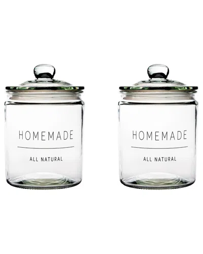 10 Strawberry Street Set Of 2 Stockholm Homemade Medium Glass Canisters In Transparent