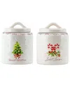 10 Strawberry Street Set Of 2 Sweet Christmas Milk Can Canister In White