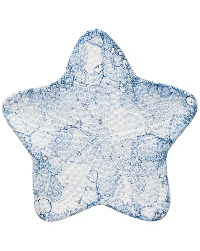 10 Strawberry Street Set Of 2 Tidal Drift Starfish Serving Platters In Blue