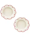 10 Strawberry Street Set Of 2 White With Red Swirl Pie Dish In White