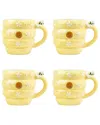 10 Strawberry Street Set Of 4 Bees & Daisies Mugs