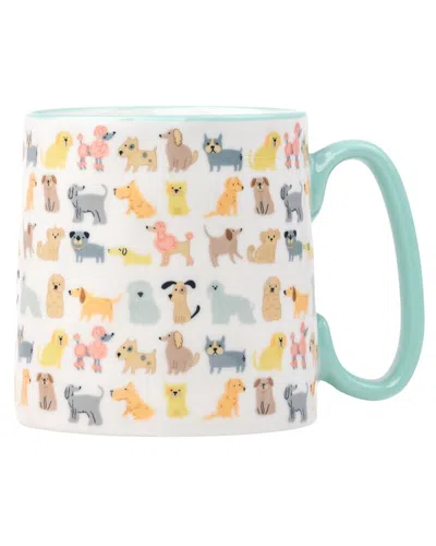 10 Strawberry Street Set Of 4 Bella All Over Pups Mugs In Blue