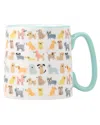10 Strawberry Street Set Of 4 Bella All Over Pups Mugs In Blue