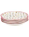 10 Strawberry Street Set Of 4 Bella Appetizer Plates In Red
