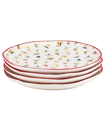 10 Strawberry Street Set Of 4 Bella Appetizer Plates In Red