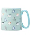 10 Strawberry Street Set Of 4 Bella Cat Faces Mugs In Blue