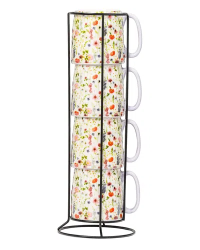 10 Strawberry Street Set Of 4 Bella Espresso Demitasse Stacks In Multi