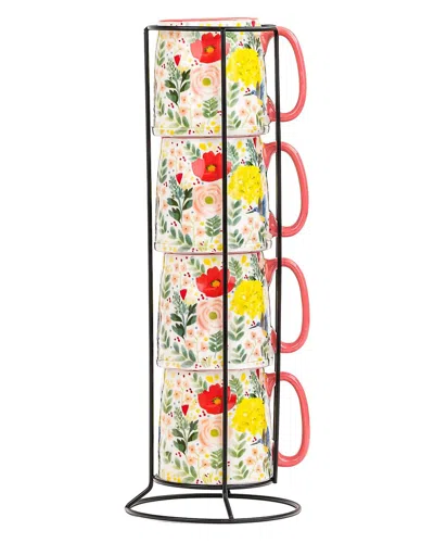 10 Strawberry Street Set Of 4 Bella Espresso Demitasse Stacks In Multi