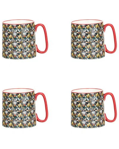 10 Strawberry Street Set Of 4 Bella Mugs: Autum Floral In Multi