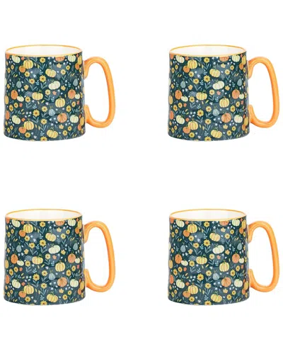 10 Strawberry Street Set Of 4 Bella Mugs: Autumn Twilight In Green