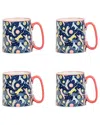 10 Strawberry Street Set Of 4 Bella Mugs: Cats In Space In Multi
