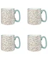 10 Strawberry Street Set Of 4 Bella Mugs: Confetti In Blue